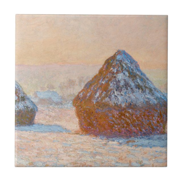 Claude Monet - Wheatstacks, Efeito da Neve, Manhã (Frente)