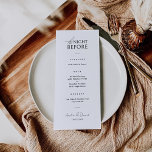 Cláusula Moderna Elegante Noite Antes do Menu Card<br><div class="desc">Menu Janto de ensaio de caligrafia clássica e elegante. Um design elegante em preto e branco ou qualquer cor de fundo que você escolher. Basta clicar no link personalizar mais, mostrado na área de personalização de texto à direita, e escolher seu fundo de cor personalizado. Este modelo torna rápido e...</div>