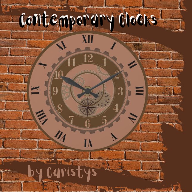 Clay Contemporâneo, Marrom, Relógio De Parede Stea (Contemporary Clocks available in various shades. )