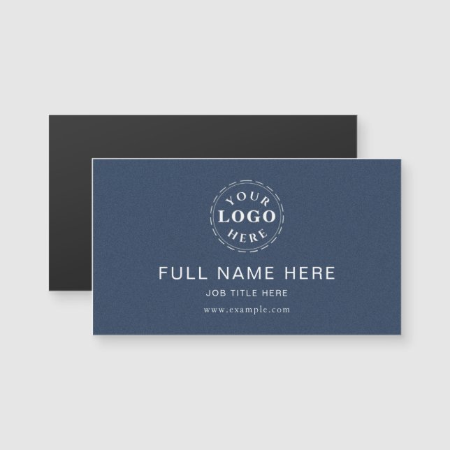 Clean Design Blue Textured Magnetic Business Card (Frente/Verso)