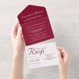 Clean simple Burgundy white wedding