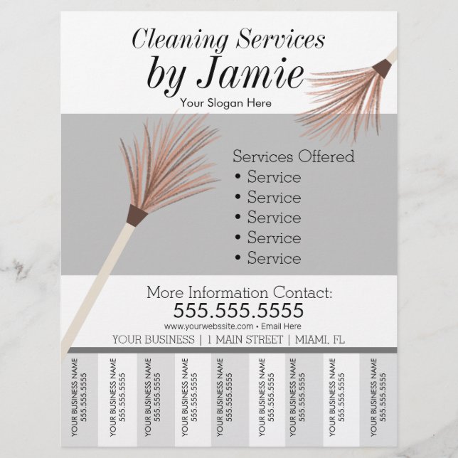 Cleaning Service Business Tear Off Strips  Flyer (Frente)