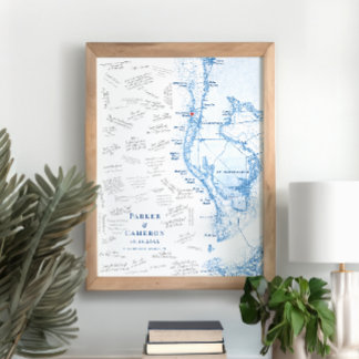 Clearwater Beach FL Map Weding Guest Book Poster