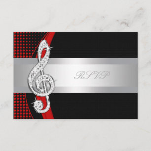 Clef de triplo preto vermelho RSVP da música