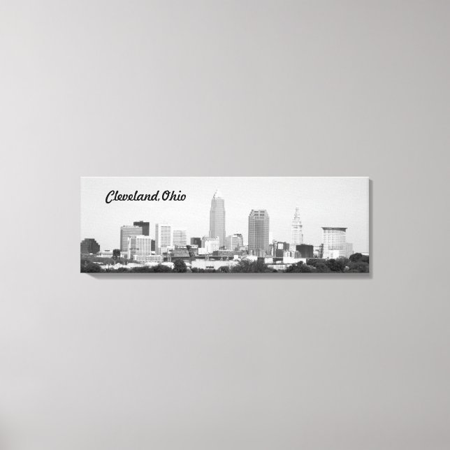Cleveland OH B&W Lake Skyline Canvas (Frente)
