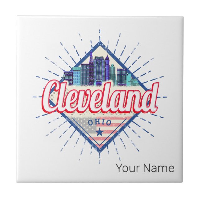 Cleveland Ohio EUA Skyline Vintage EUA (Frente)