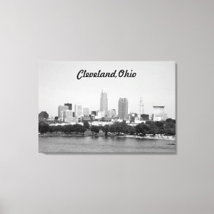 Cleveland Ohio Lake View B&W Canvas Print