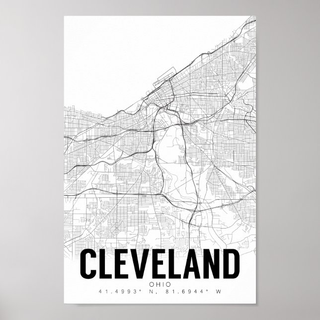 Cleveland Ohio Minimalist Map Art Poster (Frente)