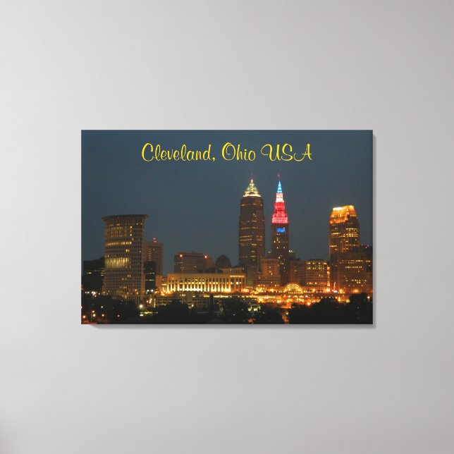 Cleveland, Ohio Red White e Blue Canvas Print (Frente)