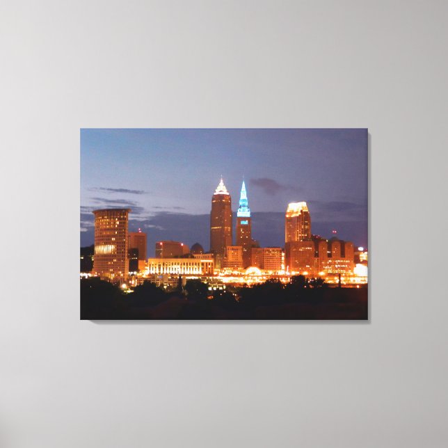 Cleveland, Ohio Terminal Tower Blue Canvas Print (Frente)