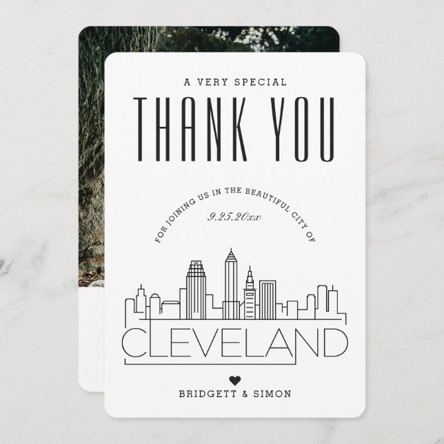 Cleveland Wedding | Obrigado + Cartão com fotos (Frente/Verso)