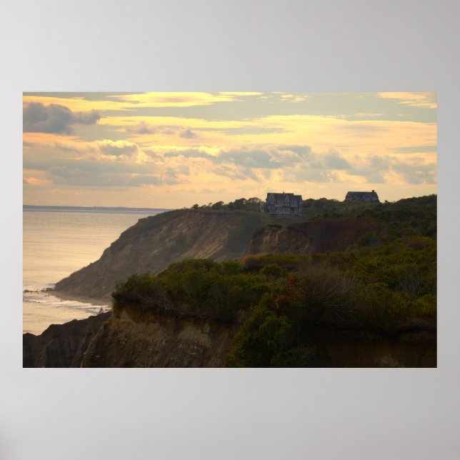 Cliffside Sunset Waterscape Photo Poster (Frente)