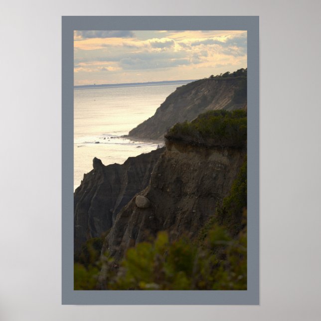Cliffside Sunset Waterscape Photo Poster (Frente)