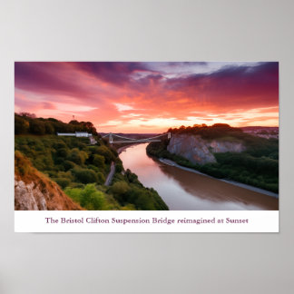 Clifton Suspensão Bridge no Sunset poster
