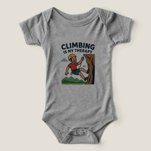 Climbing Is My Therapy Cartoon Rock Climber Design (Design frontal)