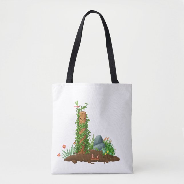 Climbing Plant Totem Tote Bag with Sunny Pun Back (Frente)