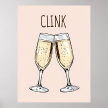 Clink Champagne Poster - Arte do Partido Minimalis