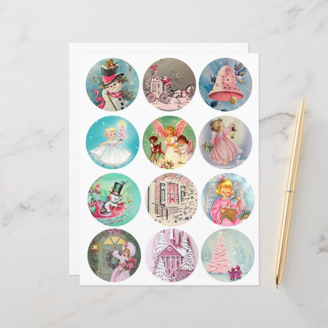 Clipart de 2,5 polegadas nos círculos de Natal do  (Frente/Verso In Situ)