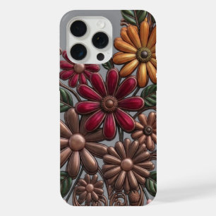Clipart Floral Metálico 3D Retro - Cobre Terroso