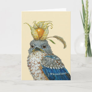 Clive o cartão de saudação dobrado do pintinho blu