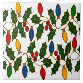 Cloisonne Art Christmas Lights and Holly