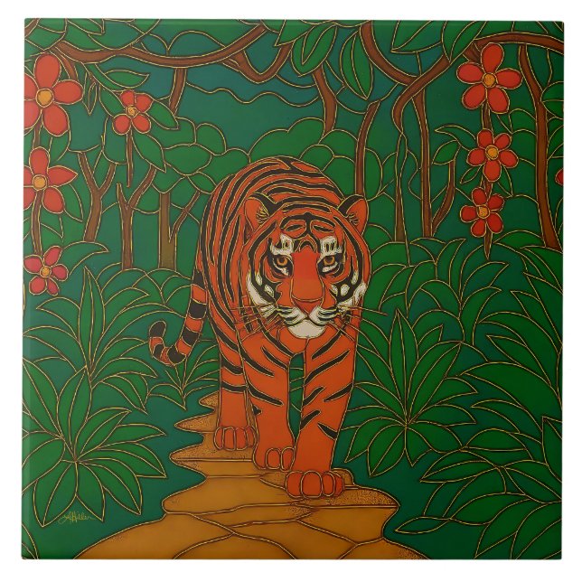 Cloisonne Art Tiger on the Jungle Path (Frente)