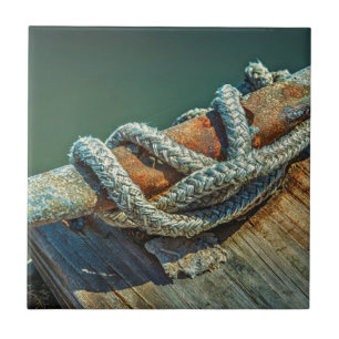 Close-up de manilha de barco e corda