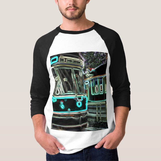 CLRV Neon no Camisa T Raglan de 3/4 Capa masculino (Frente)