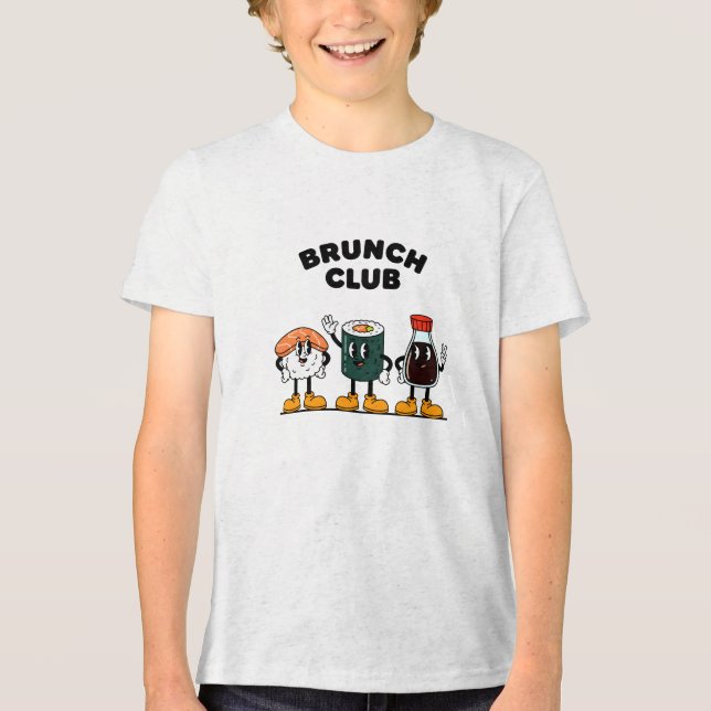 Clube de Brunch Sushi Retro & Molho de Soja Cartoo (Frente)
