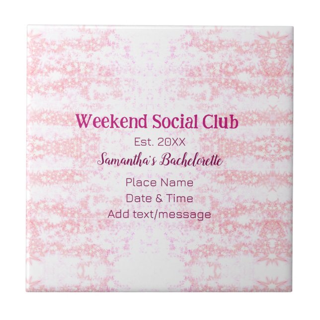 Clube social de fim de semana rosa brilho despedid (Frente)