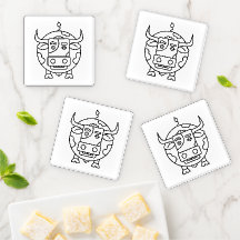 Clueless Bull Art Coaster Set