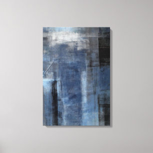 'Clumsy' Blue and Cinza Abstrato Art Canvas Print