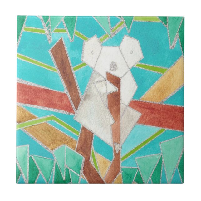 Coala na Árvore Arte Abstrata Original (Frente)
