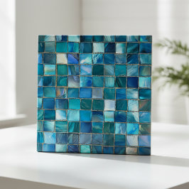 Coastal Aqua Blue Glass Mosaic