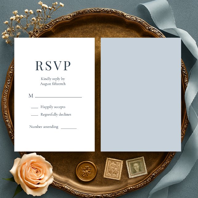 Coastal Blue Minimalist Wedding RSVP  (Criador carregado)