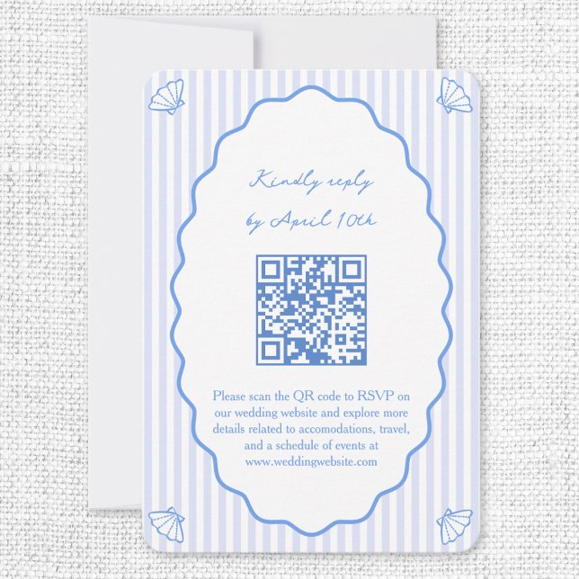 Coastal Chic Blue Weding Website QR Code RSVP (Criador carregado)