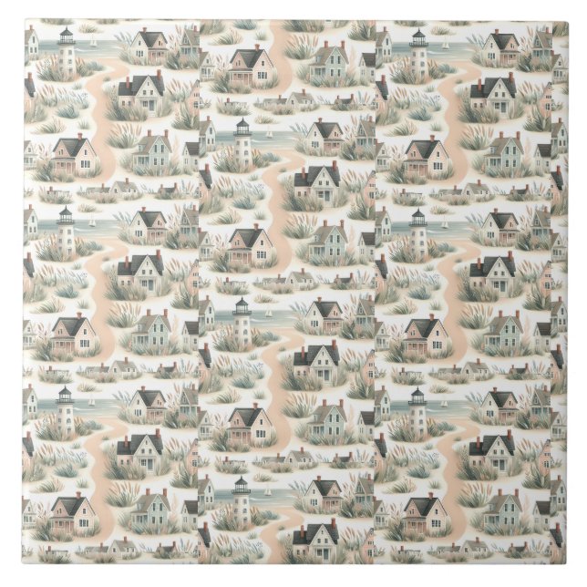 Coastal Cottage Lighthouse Pattern (Frente)