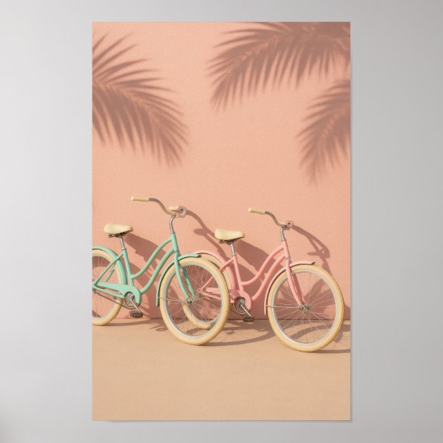 Coastal Cruiser Bikes Poster – Pastel Beach (Frente)