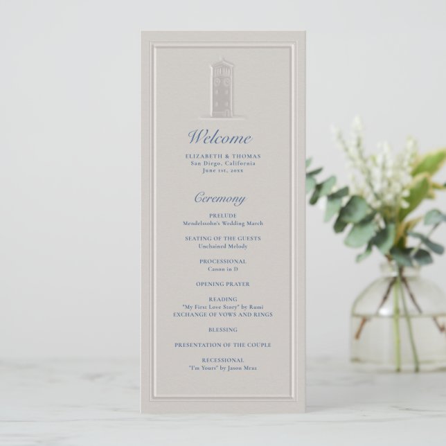 Coastal Lighthouse Nautical Formal Wedding Program (Em pé/Frente)