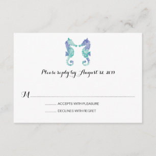 Coastal Seacavalo Aquarela RSVP de Casamento