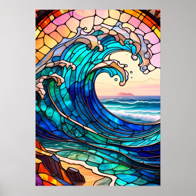 Coastal Stained Glass Art Poster (Frente)