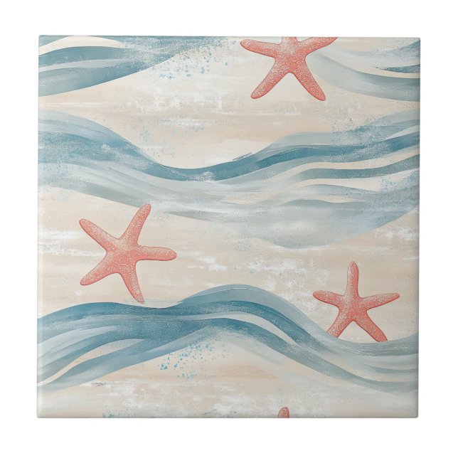 Coastal Starfish on Aqua Sand Waves Pattern (2) (Frente)