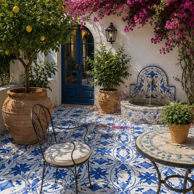 Cobalt Breeze Hand-Painted Blue Mediterranean (Criador carregado)