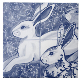 Cobalto Blue Rabbit Chinoiserie Dedham Delft Marin