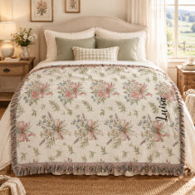 Coberta Tecida com Laço Floral Vintage