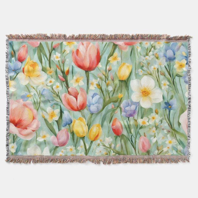 Cobertor С terrível Campo Floral Primavera. Pintura (Frente)