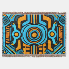 Cobertor 155 padrão simétrico azul e laranja