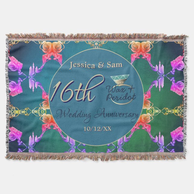 Cobertor 16th Anniversary Wax, Statice Flower Throw Blanket (Frente)