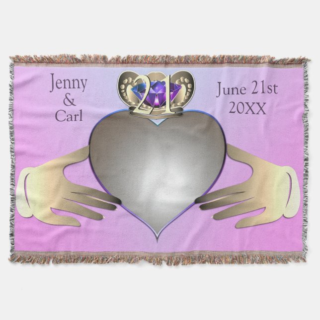 Cobertor 21 ruas/Aniversário de Casamento Personalizado Cla (Frente)