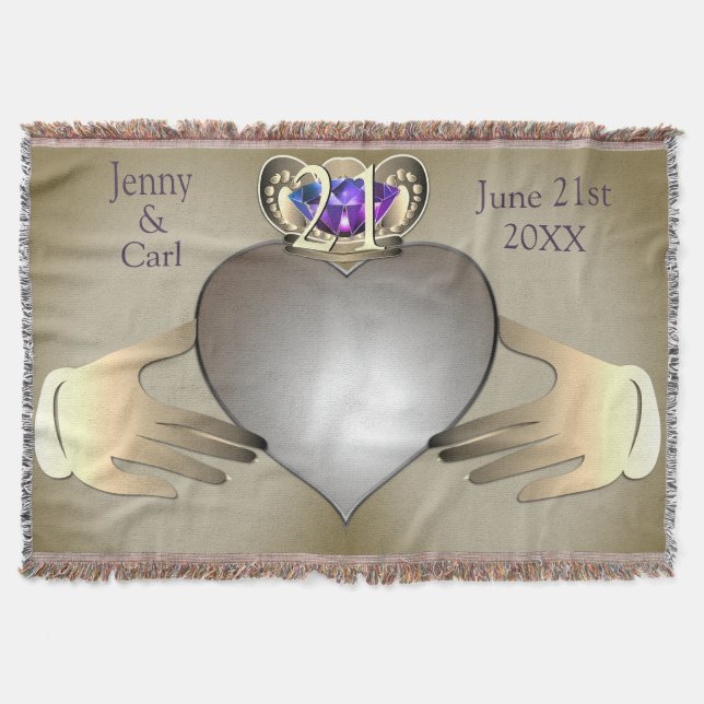 Cobertor 21rua/Aniversário de Casamento Personalizado Cladd (Frente)